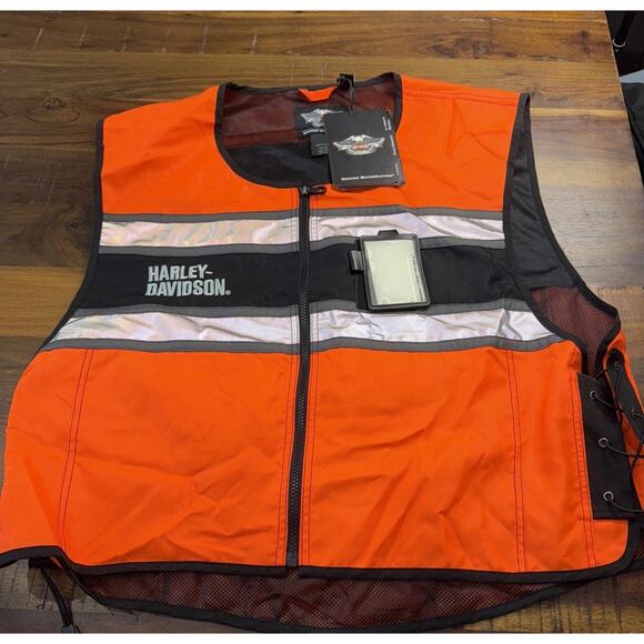 Harley Davidson Motorcycles Hi-Vis Orange Riding Vest 98172-08VM Men’s Size 3XL - Picture 1 of 6